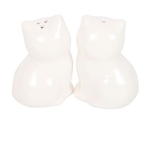 White Cat Shaped Salt  Pepper Shakers Cute Ceramic Kitchen Decor