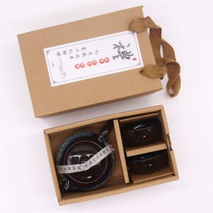 Herbal Black Glaze Teapot Set with 2 Cups Elegant Ceramic Tea Set