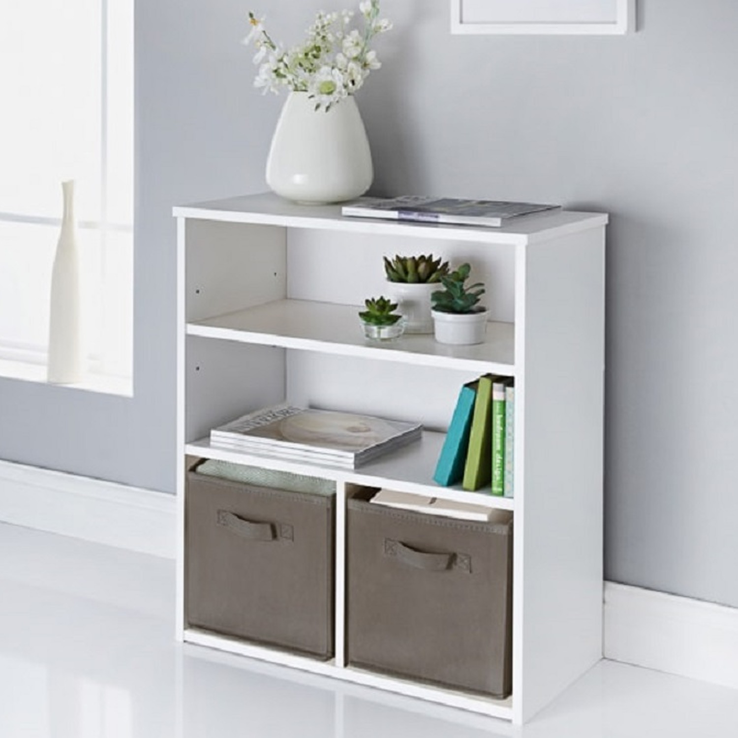 2 Cube 2 Shelves Unit - White