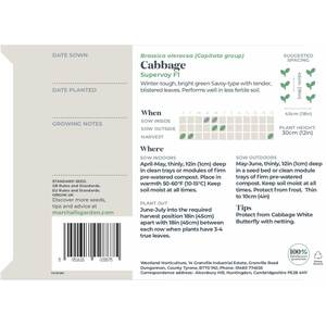 Marshalls Garden Cabbage Seeds 'voy' F1 - Winter-hardy Savoy, 30 Seeds