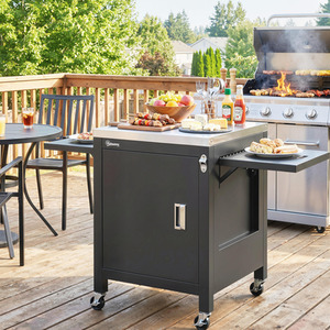 Outsunny Outdoor Grill Cart with Stainless Steel Tabletop