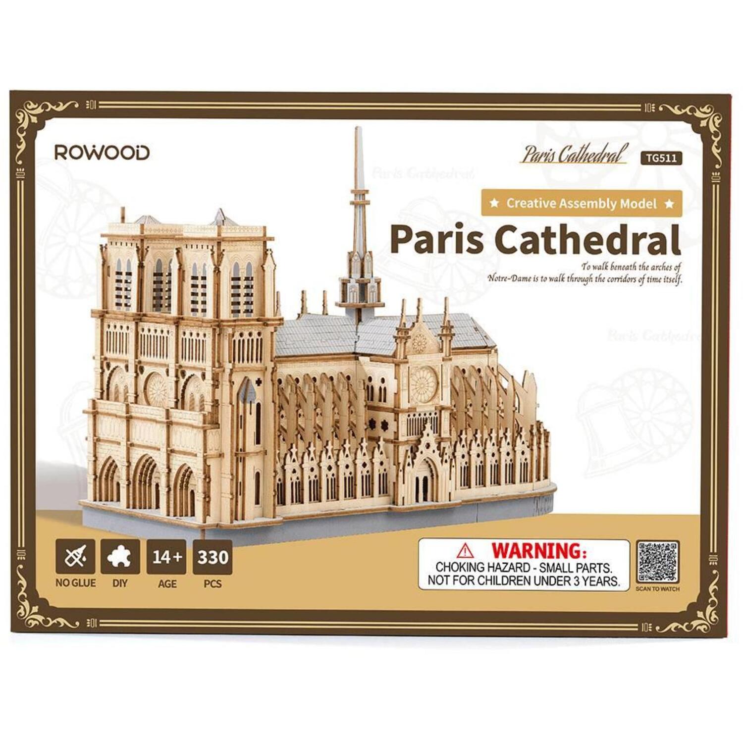 Robotime Paris Cathedral Wooden Puzzle 330 Pieces - Natural Wood