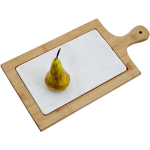 Monzaro White Marble And Bamboo Cheese Board