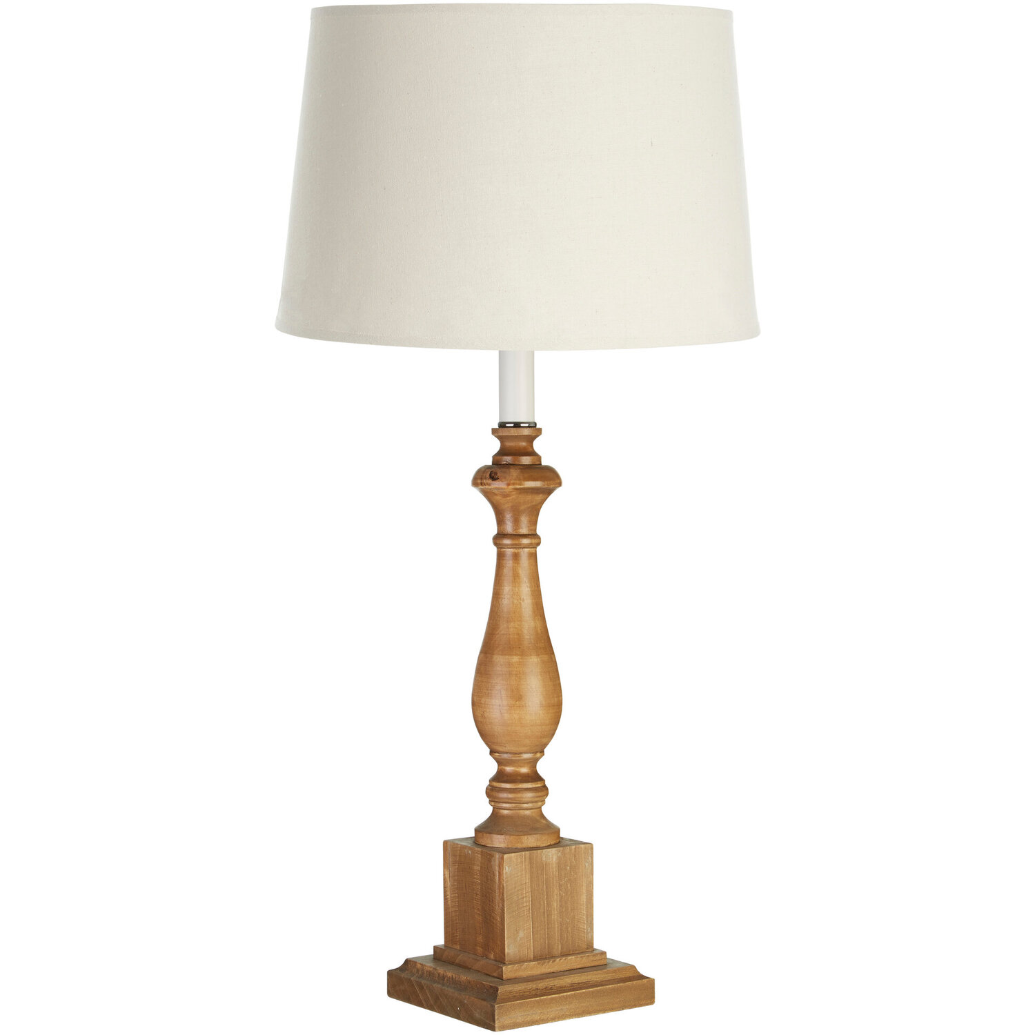 Emely Candle Table Lamp with Wooden Square Base - Natural