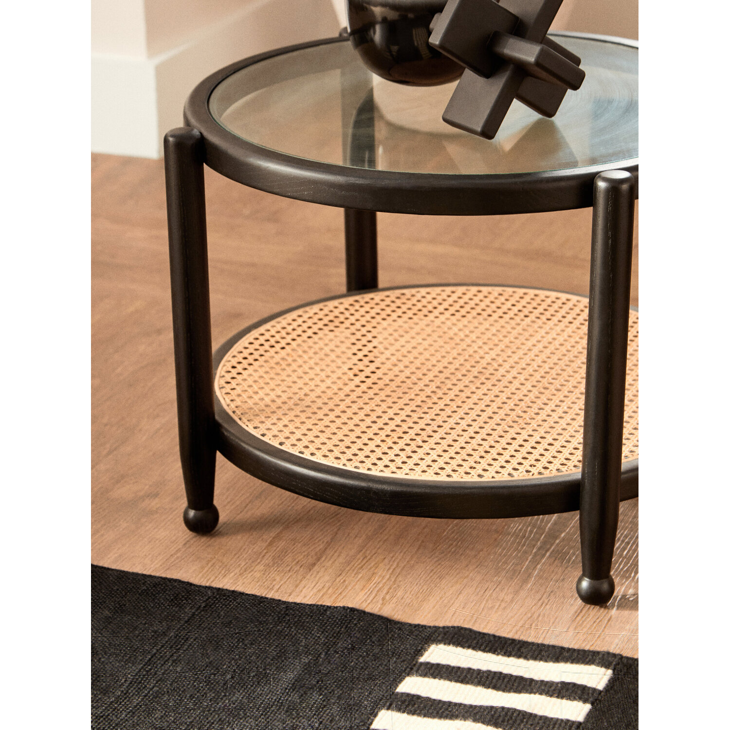 Cebu Rattan And Glass Coffee Table - Black