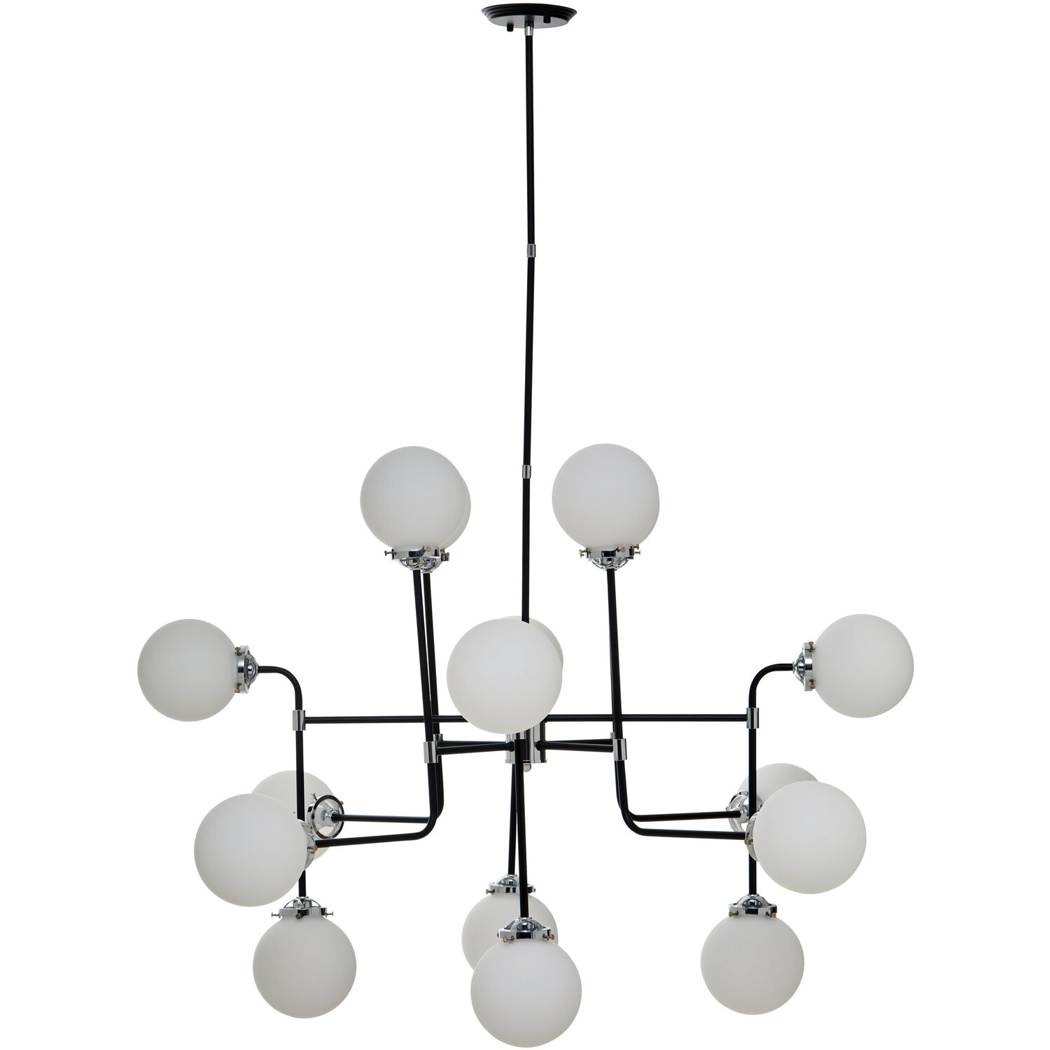 Abira Black And Chrome 16 Arm Pendant Light - Black