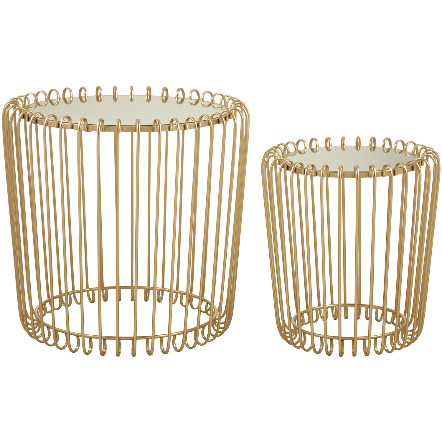 Avantis Set Of Two Champagne Wireframe Side Tables - Gold