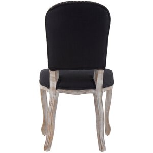 Kensington Townhouse Black Linen Dining Chair with Antique wood legs