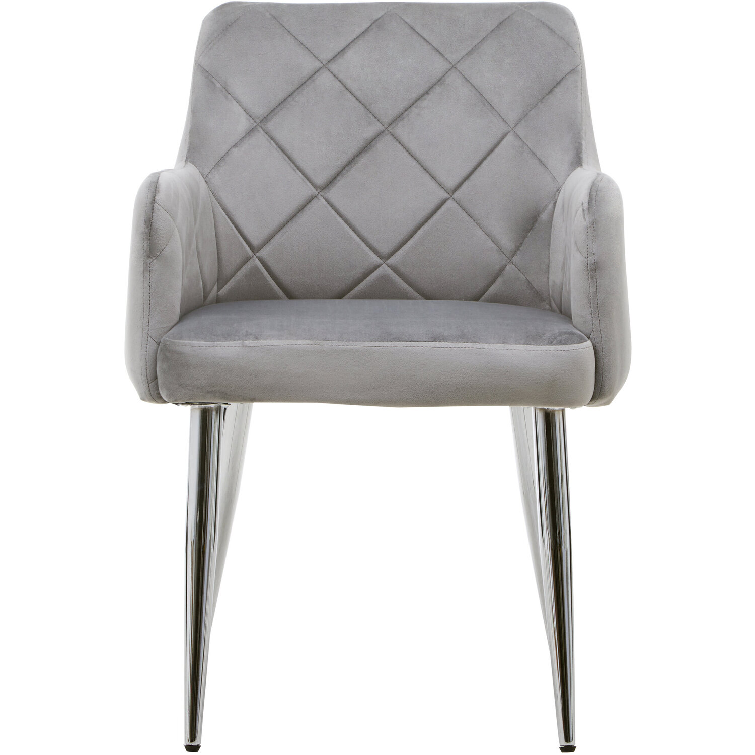 Tamzin Mink Velvet Quilted Dining Chair with Chrome Finish Legs - Brown