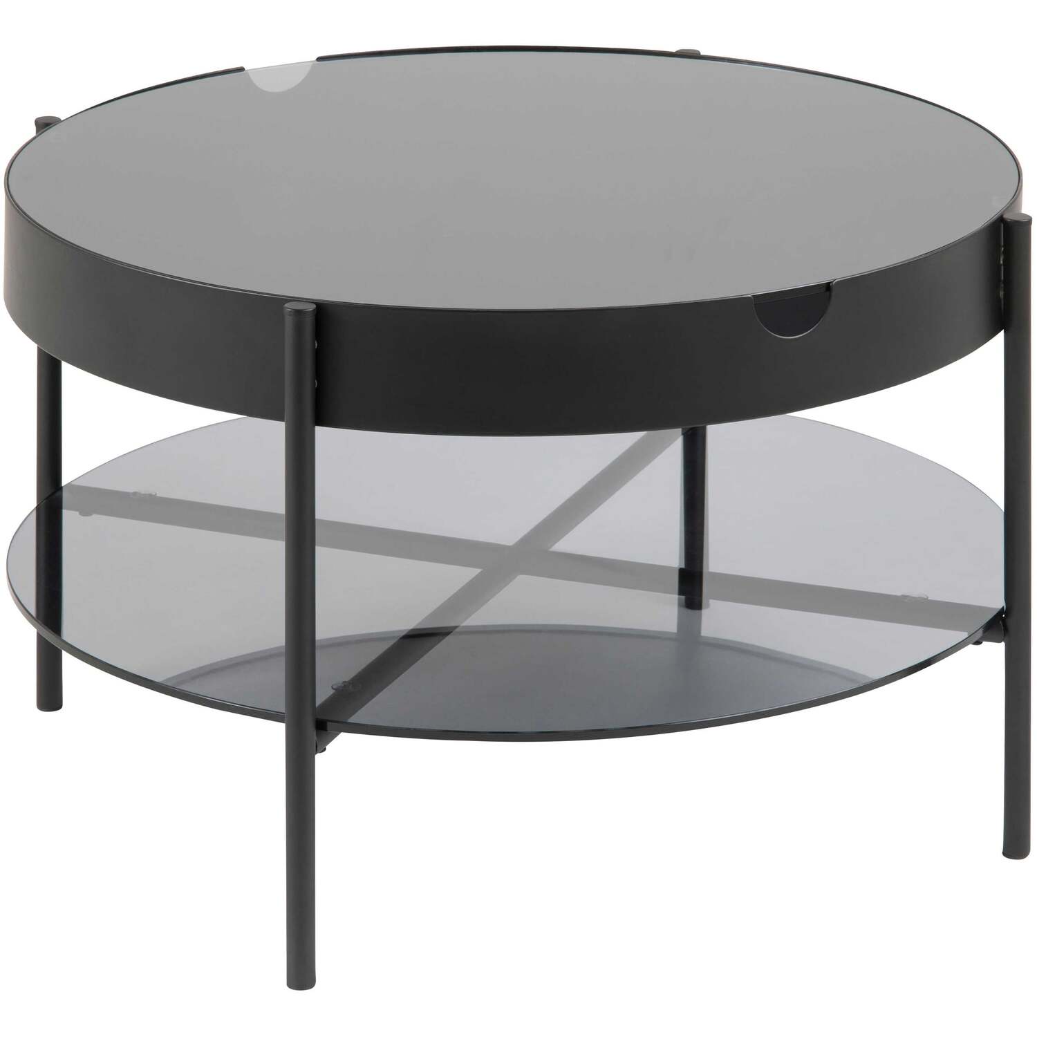 Tampere Round Coffee Table Gloss Frame With Glass Lift Top - Black