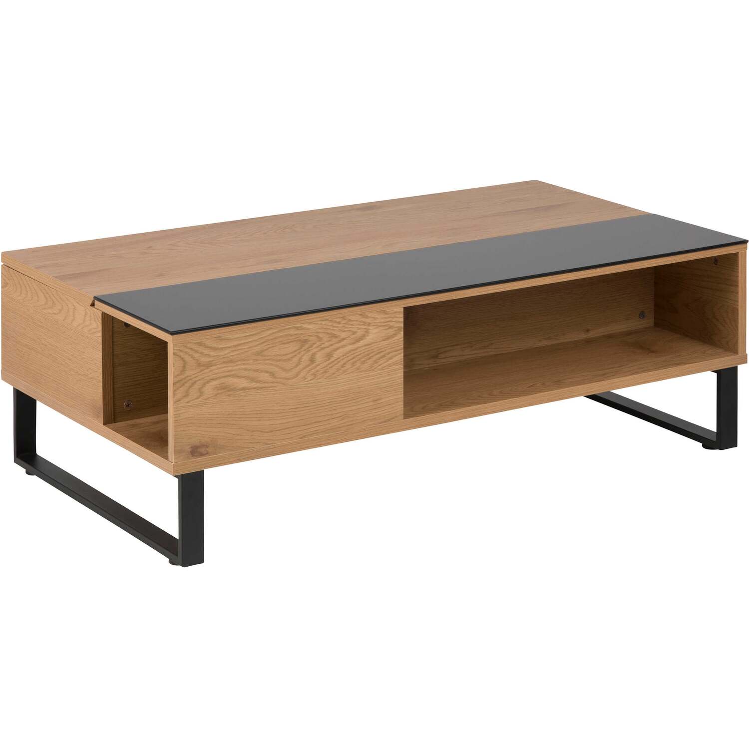 Malta Lift Up Coffee Table Glass Top Effect Base - Black