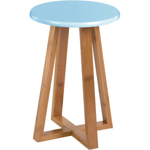 Viborg Blue and Natural Bamboo Round Stool