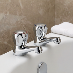 Pair Of Traditional Contract Bath Taps Chrome WRAS Approved