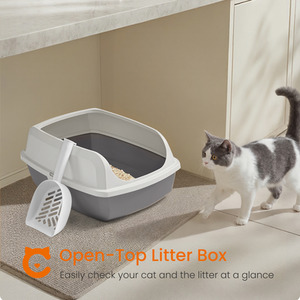 High Sided Open Cat Litter Box, Cloud White