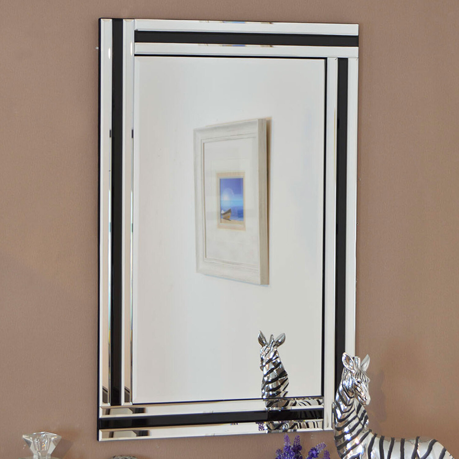 Image of MirrorOutlet Dalton Black All Glass Wall&hellip;