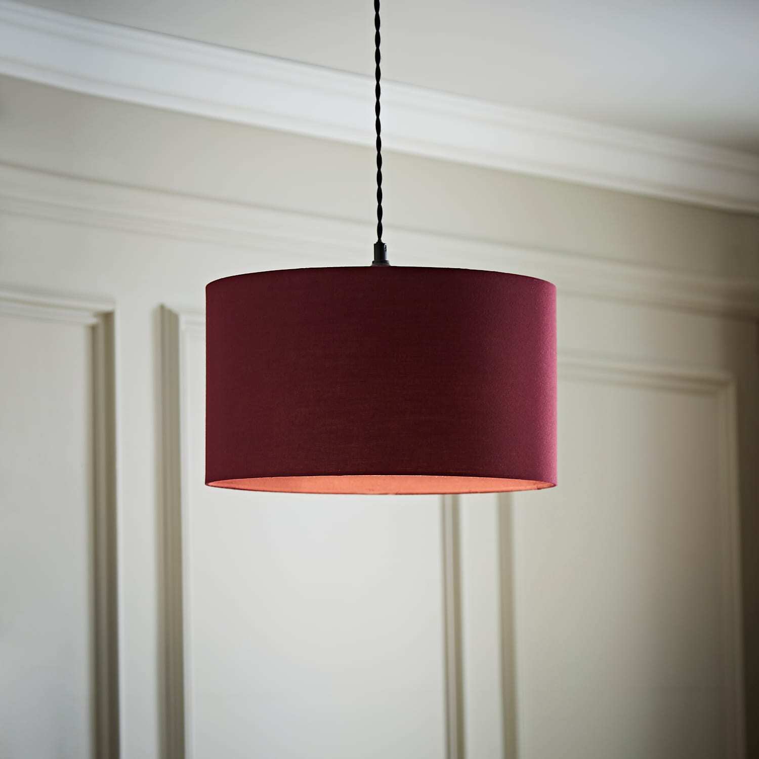 Valuelights Unisex Plum Reni Fabric Easy Fit Drum Ceiling Lamp Shade With Bulb Medium - Image 3