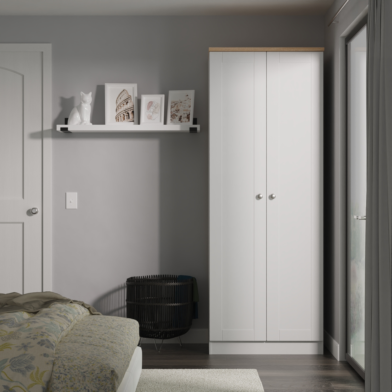 Sussex Fully Assembled Tall Plain Wardrobe - Grey Ash Bardolino Oak