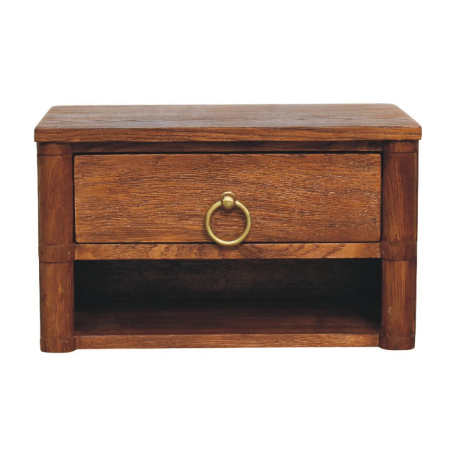 Solid Wood Box Frame Wall Nightstand - Tiger Oak
