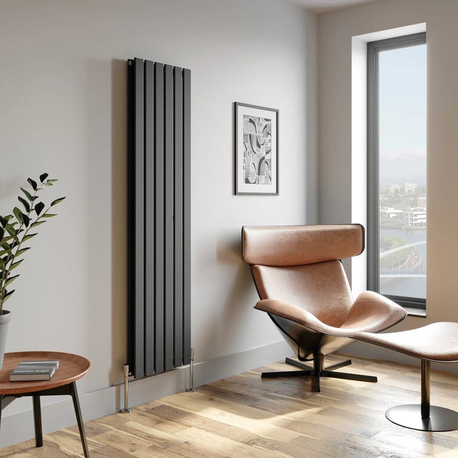 Temprazo Horizontal Double Flat Panel Designer Radiator - 600 X 1060Mm Anthracite - Grey / 455Mm / 1800Mm