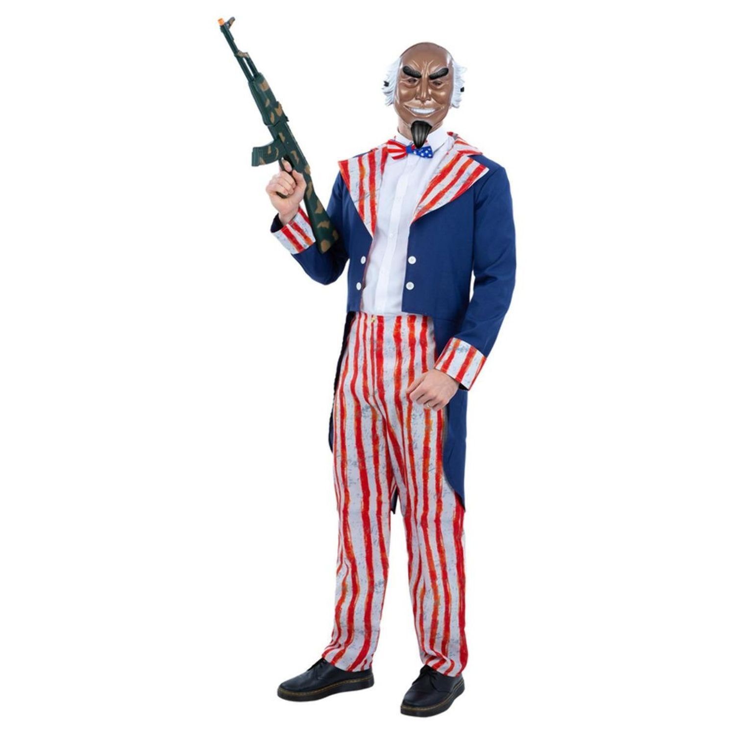 Smiffys Mens Uncle Sam Horror Patriot Costume Set - Blue/Red/White / Polyester