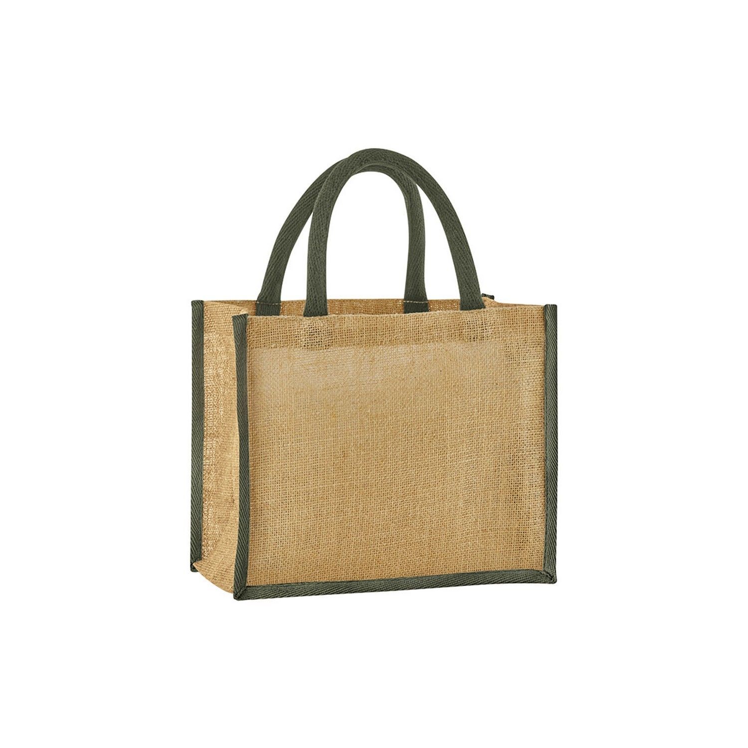 Westford Mill Starched Jute Midi Tote Bag - Natural/Olive Green