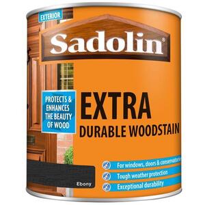 Sadolin Extra Durable Woodstain Ebony 1 Litre - Coverage up to 15mÂ² - Flexible, Water Repellent