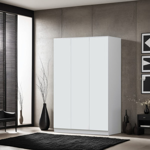 FWStyle Matt White 3 Door Push to Open, Soft Close No Handle Wardrobe