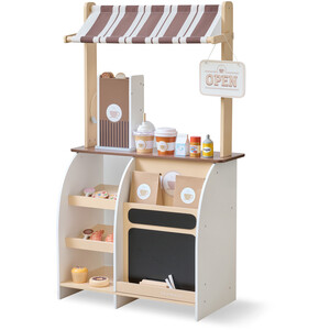 Wooden Coffee Stand Playset with Espresso Machine & 29 Accessories