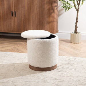 Teddy Storage Stool with Walnut Base