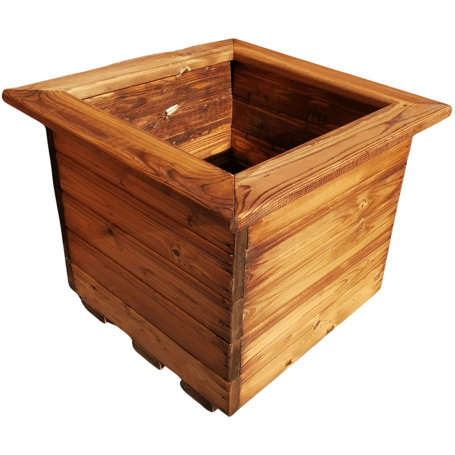 Samuel Alexander Hand Made 46Cm X 46Cm Chunky Rustic Wooden Garden Large Square Planter - Red