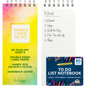 SOL To Do List Notebook, 80-Sheet Undated Daily Planner 24x14cm