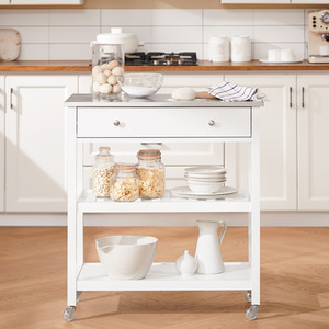 Kitchen Trolley with Drawer and Shelves