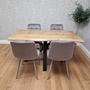 Grey / 140cm Kosy Koala Dakota Dining Set of 4 chairs and table shot 16128629