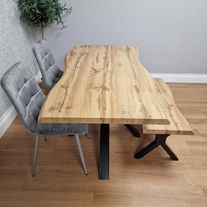 Grey / 117cm Dakota Dining Set with Velvet Chairs and Bench shot 16129769