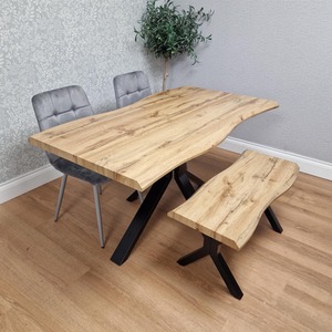 Grey / 140cm Dakota Dining Set with Velvet Chairs and Bench shot 16129779