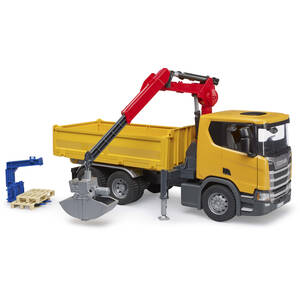 Bruder Scania Super 560R Construction truck with crane and 2 pallet Detailed Vehicle & Playset Model