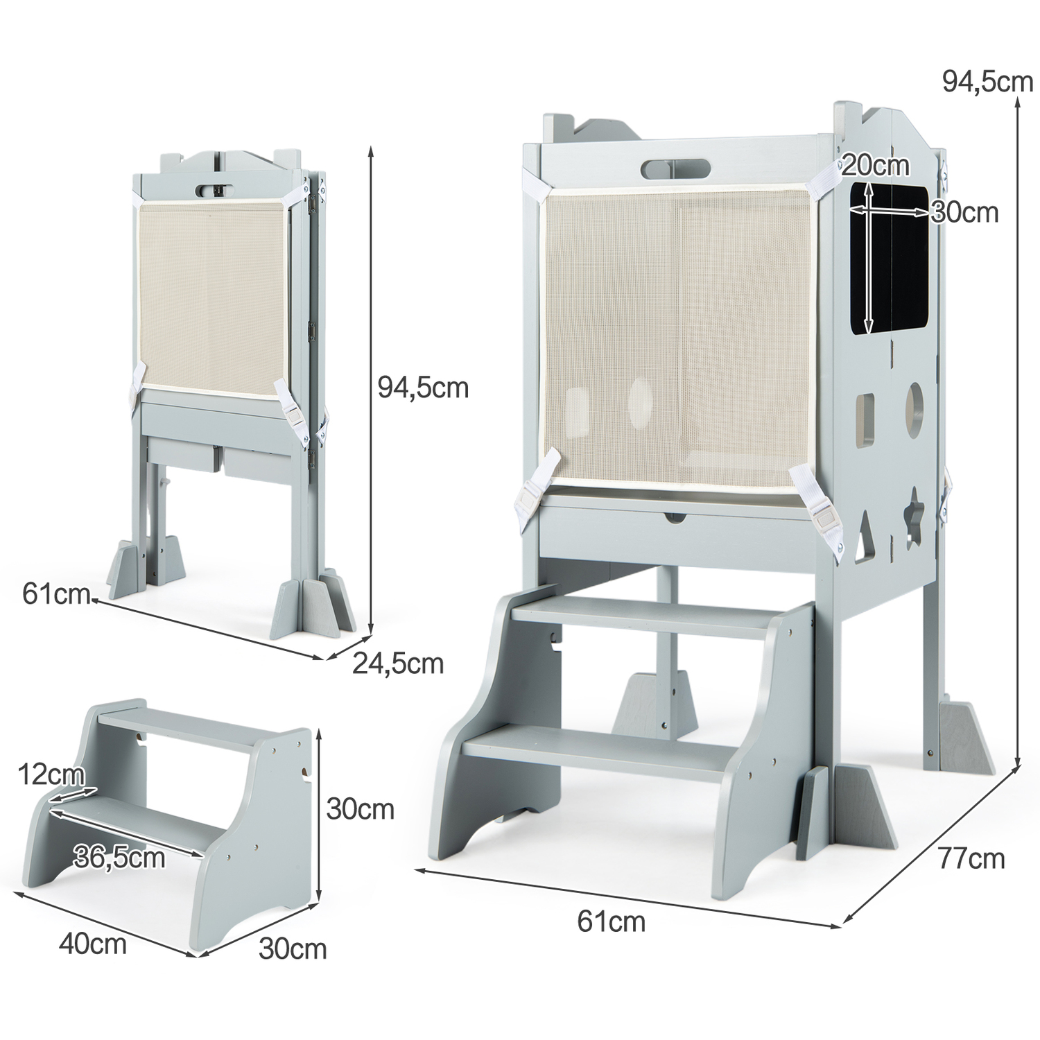 Costway Foldable Toddler Step Stool - Grey
