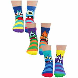 6 Pack Boys Mini Monster Novelty Odd Socks in Gift Box