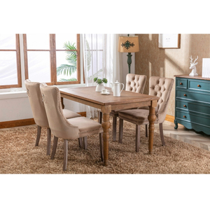 Romsey Set of 4 Velvet Upholstered Dining Chairs with Oak Legs and Knocker Ring Back
