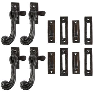 Rustic Window Fastener - Left Handed - W45mm x H110mm - Black - Pack of 4