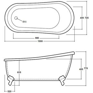 Balterley Brentwood Slipper Bath 1555 - White