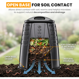 330L Garden Compost Bin with Secure Lid Open Base for Food & Garden Waste