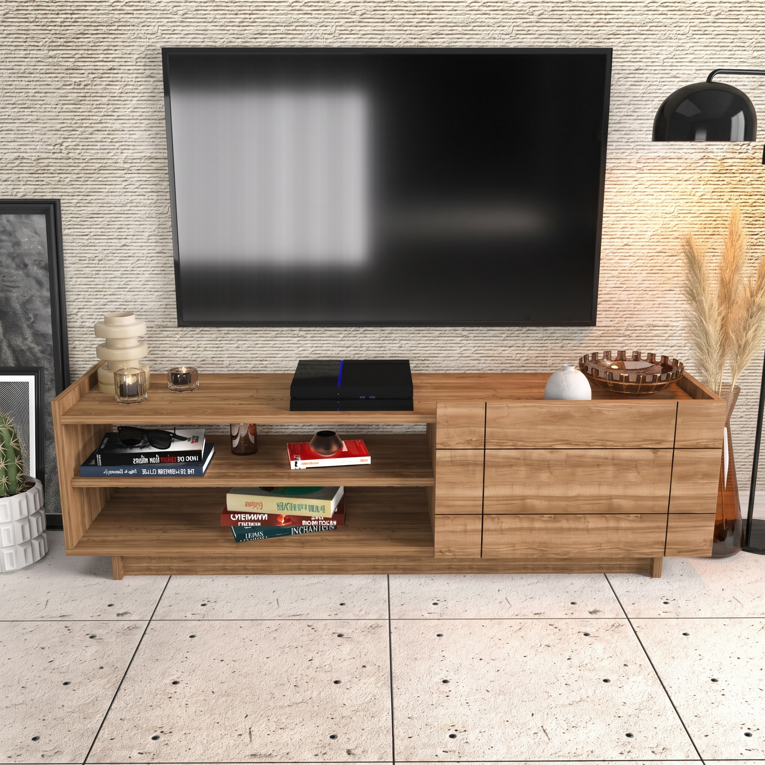 Decorotika Valantina Walnut TV Unit - 2 Shelf - Image 4