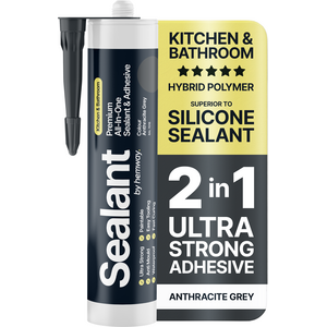 Hemway Hybrid Polymer Sealant & Adhesive Anthracite Grey Kitchen Bathroom 1 Pack