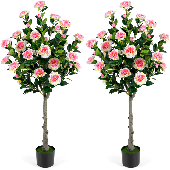 Set of 2 Artificial Tree with Camellia Blossoms