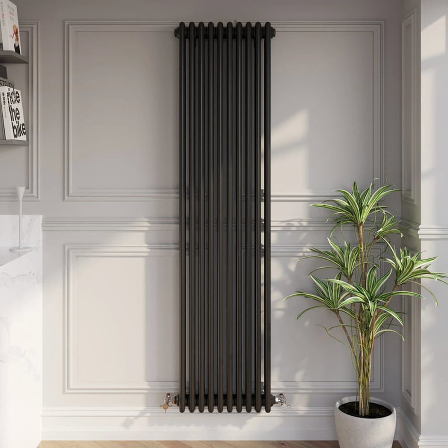 Temprazo Traditional Colosseum Double Bar Column Radiator Black 300 X 425Mm - Black / 470Mm / 1800Mm / 100Mm