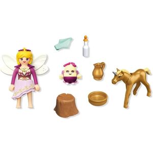 Golden Unicorn Foal with Fairy