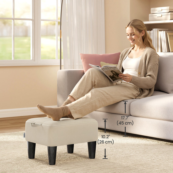 SONGMICS Foot Stool, Ottoman with Thick Cushion