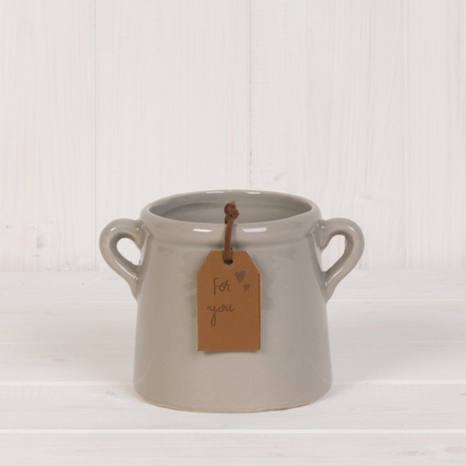  - Handcrafted Small Grey Ceramic Plant Pot - Image 3