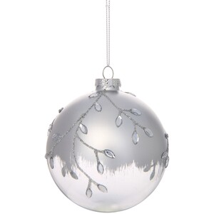 Embellished Silver Leaf Bauble